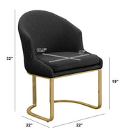 SC374 Modern Teddy Fabric Accent Dining Chair with Pleated Back & Gold Sled Base