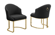 SC374 Modern Teddy Fabric Accent Dining Chair with Pleated Back & Gold Sled Base