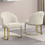 SC370-7, CH370-7, & BS370-7: Modern Teddy Upholstered Chairs with Chrome Finish Legs & Decorative Back Ring Handle (Set of 2)