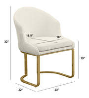 SC374 Modern Teddy Fabric Accent Dining Chair with Pleated Back & Gold Sled Base