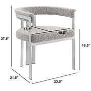 SC380-7. CH380-7, & BS380-7: Modern Boucle Upholstered Chairs with Matte Brushed Chrome Finish Legs (Set of 2)