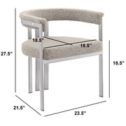 SC380-7. CH380-7, & BS380-7: Modern Boucle Upholstered Chairs with Matte Brushed Chrome Finish Legs (Set of 2)