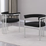 SC380-7. CH380-7, & BS380-7: Modern Boucle Upholstered Chairs with Matte Brushed Chrome Finish Legs (Set of 2)
