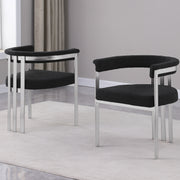 SC380-7. CH380-7, & BS380-7: Modern Boucle Upholstered Chairs with Matte Brushed Chrome Finish Legs (Set of 2)