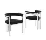 SC380 Architectural Boucle Barrel Accent Chair with Matte Brush Chrome Frame, Modern Wrap-Around Lounge Chair