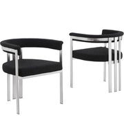 SC380-7. CH380-7, & BS380-7: Modern Boucle Upholstered Chairs with Matte Brushed Chrome Finish Legs (Set of 2)