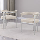 SC380-7. CH380-7, & BS380-7: Modern Boucle Upholstered Chairs with Matte Brushed Chrome Finish Legs (Set of 2)