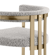 SC384 Architectural Boucle Accent Dining Chair, Matte Brushed Gold Flat-Strap Frame with Floating Back