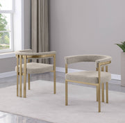 SC384 Architectural Boucle Accent Dining Chair, Matte Brushed Gold Flat-Strap Frame with Floating Back
