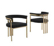 SC384 Architectural Boucle Accent Dining Chair, Matte Brushed Gold Flat-Strap Frame with Floating Back