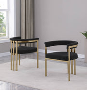 SC384 Architectural Boucle Accent Dining Chair, Matte Brushed Gold Flat-Strap Frame with Floating Back