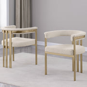 SC380-7. CH380-7, & BS380-7: Modern Boucle Upholstered Chairs with Matte Brushed Chrome Finish Legs (Set of 2)