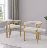 SC384 Architectural Boucle Accent Dining Chair, Matte Brushed Gold Flat-Strap Frame with Floating Back