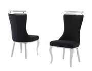 SC390 Elegant High Back Boucle Dining Side Chair with Diamond Tufted Back, Chrome Nailhead Trim, Ring Pull & Polished Chrome Legs
