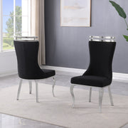 SC390 Elegant High Back Boucle Dining Side Chair with Diamond Tufted Back, Chrome Nailhead Trim, Ring Pull & Polished Chrome Legs