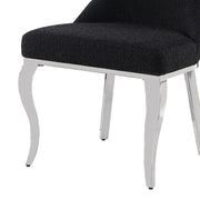 SC390 Elegant High Back Boucle Dining Side Chair with Diamond Tufted Back, Chrome Nailhead Trim, Ring Pull & Polished Chrome Legs