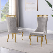 SC394 Modern High Back Boucle Dining Side Chair with Polished Gold Legs, Tall Accent Chair