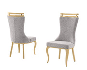 SC394 Modern High Back Boucle Dining Side Chair with Polished Gold Legs, Tall Accent Chair
