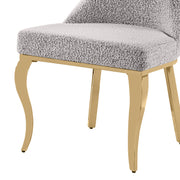 SC394 Modern High Back Boucle Dining Side Chair with Polished Gold Legs, Tall Accent Chair
