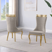 SC394 Modern High Back Boucle Dining Side Chair with Polished Gold Legs, Tall Accent Chair