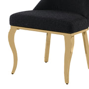 SC394 Modern High Back Boucle Dining Side Chair with Polished Gold Legs, Tall Accent Chair