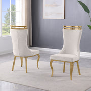 SC394 Modern High Back Boucle Dining Side Chair with Polished Gold Legs, Tall Accent Chair