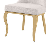 SC394 Modern High Back Boucle Dining Side Chair with Polished Gold Legs, Tall Accent Chair