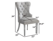 SC400 Elegant Boucle Dining Side Chair with Diamond Tufted Back, Nailhead Trim, Ring Pull & Stainless Steel Legs