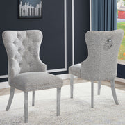 SC400-7: Boucle Wing Back Button Tufted Chairs with Stainless Steel Legs