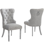 SC400-7: Boucle Wing Back Button Tufted Chairs with Stainless Steel Legs