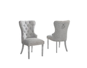 SC400 Elegant Boucle Dining Side Chair with Diamond Tufted Back, Nailhead Trim, Ring Pull & Stainless Steel Legs