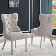 SC400-7: Boucle Wing Back Button Tufted Chairs with Stainless Steel Legs