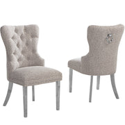 SC400-7: Boucle Wing Back Button Tufted Chairs with Stainless Steel Legs