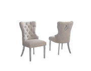 SC400 Elegant Boucle Dining Side Chair with Diamond Tufted Back, Nailhead Trim, Ring Pull & Stainless Steel Legs