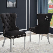 SC400-7: Boucle Wing Back Button Tufted Chairs with Stainless Steel Legs