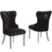 SC400-7: Boucle Wing Back Button Tufted Chairs with Stainless Steel Legs