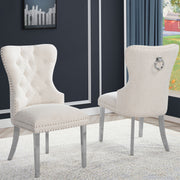 SC400-7: Boucle Wing Back Button Tufted Chairs with Stainless Steel Legs