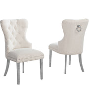 SC400-7: Boucle Wing Back Button Tufted Chairs with Stainless Steel Legs