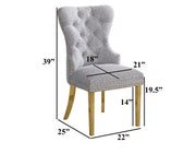 SC404 Elegant Boucle Dining Side Chair with Diamond Tufted Back, Gold Nailhead Trim, Ring Pull & Gold Stainless Steel Legs