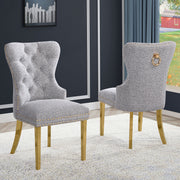 SC400-7: Boucle Wing Back Button Tufted Chairs with Stainless Steel Legs