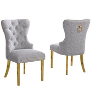 SC400-7: Boucle Wing Back Button Tufted Chairs with Stainless Steel Legs