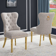 SC400-7: Boucle Wing Back Button Tufted Chairs with Stainless Steel Legs