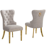 SC400-7: Boucle Wing Back Button Tufted Chairs with Stainless Steel Legs
