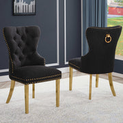 SC400-7: Boucle Wing Back Button Tufted Chairs with Stainless Steel Legs