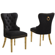 SC400-7: Boucle Wing Back Button Tufted Chairs with Stainless Steel Legs