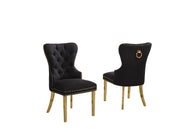 SC404 Elegant Boucle Dining Side Chair with Diamond Tufted Back, Gold Nailhead Trim, Ring Pull & Gold Stainless Steel Legs