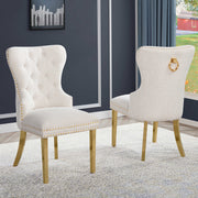 SC400-7: Boucle Wing Back Button Tufted Chairs with Stainless Steel Legs
