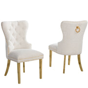 SC400-7: Boucle Wing Back Button Tufted Chairs with Stainless Steel Legs
