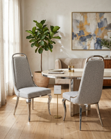 SC410 Modern Oversized High Back Boucle Accent Dining Chair with Polished Chrome Legs
