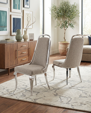 SC410 Modern Oversized High Back Boucle Accent Dining Chair with Polished Chrome Legs